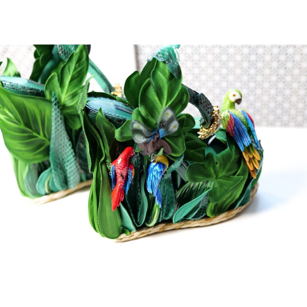 Dolce & Gabbana Jungle Parrot High Heel Wedge Sandals (IT 38, US8) RRP $6,395 - Picture 4 of 13